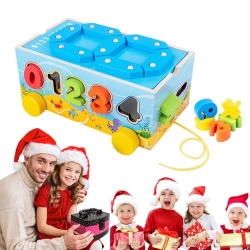 Cube de tri de formes éducatif avec blocs mathématiques en bois