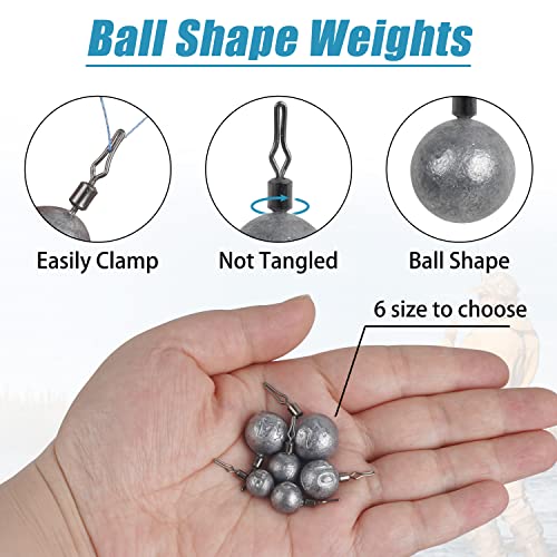 Image of Ball Weights Drop Sinkers Fishing, 20PCS Round Fishing Weights Sinkers Casting Drop Shot Weight Swivels for Bass Fishing Saltwater Freshwater (1 /8oz)
