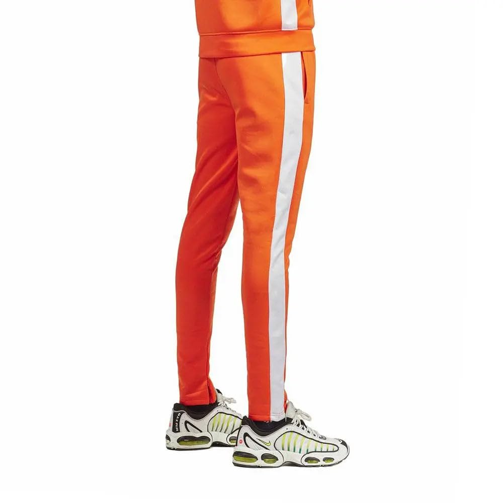 Rebel Minds Men Track Pants - Stylish Men's Sweatpants, Joggers for Men, Athletic and Casual Wear, with Pockets Orange White