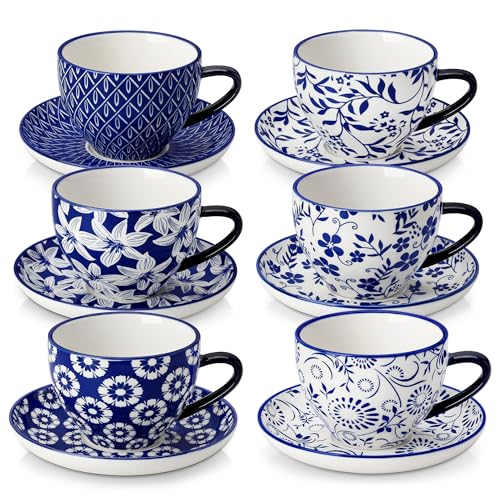 vancasso Cappuccino Tassen mit Untertassen 6er Set, SELENE 240ml...