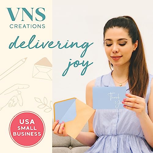 Vns Creations 100 Pack Thank You Cards With Envelopes & Stickers - Classy 4X6 Blank Thank You Cards Bulk Box Set - Large Thank You Notes For Wedding, Small Business, Baby & Bridal Shower (Light Blue) #TOP1