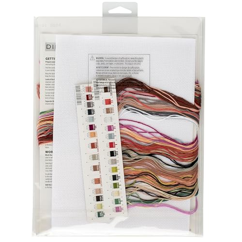 Image of Dimensions 70-35449 Highland Cow Counted Cross Stitch Kit, 11 inch x 11 inch, 14 Cnt. White Aida, 4 Pieces