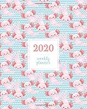2020 Weekly Planner: Pink Kawaii Axolotl Pet Blue Pattern, Weekly and Monthly Standard Professional Calendar | 1 January 2020 - 31 December 2020