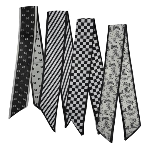 4 PCS Purse Scarf, Multifunctional Bag Scarf for Handbags, Classic and Stylish, Can Be Used as a Bag Hair Towel Gift (Black)