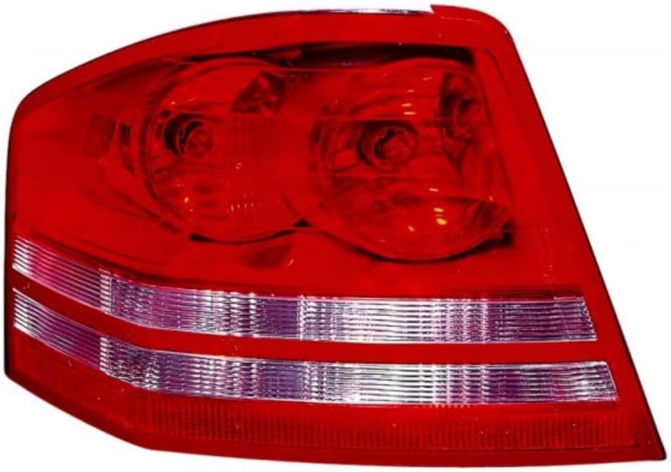 KarParts360 For Dodge Avenger 2008 2009 2010 Tail Light Assembly Driver Side | Red And Clear Lens | Chrome Housing | 3-Bulb Design | Replacement For CH2800182 | 5303991AG, 5303991AB