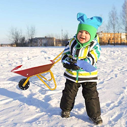 Nightcore Kids Metal Wheelbarrow, Metal Construction Toys Kart, Yard Rover Steel Tray, Tote Dirt, Tools, Leaves in Garden for Toddlers (Red)