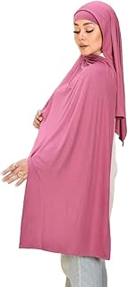 سكارف حجاب من قماش الجل مع باندانا متوفر بـ 20 لون، مقاس 1.9 م × 60 سم