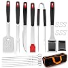 Herogo 14-delig grillbestek, roestvrij stalen barbecue-accessoires voor mannen, cadeau, grillbestek-set met draagtas, metalen grillspiesen, grilltang, grillspatel, grillvork en grillborstel voor barbecue