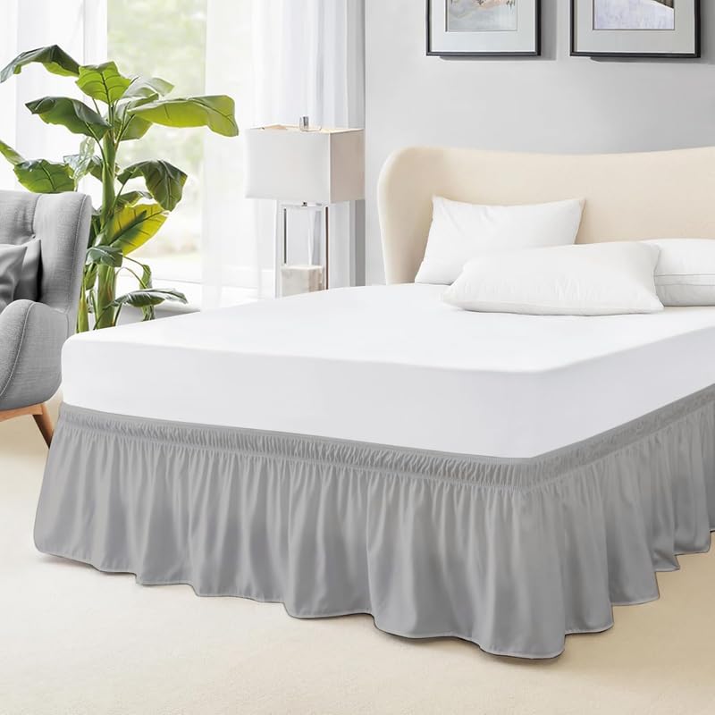 Microfiber Around Skirt | Solid Easyfit Twin Size 21 Inch Drop Tailored Wrinkle Fade Resistance Soft Fabric Stylish Design Bedskirts- (Silver Grey, 39 * 75 in)-image-47