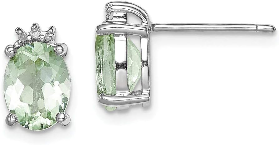 925 Sterling Silver Oval Green Quartz Diamond Post Stud Earrings Ball Button Fine Jewelry For Women Gifts For Her