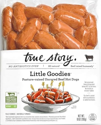 True Story Foods Little Goodies Uncured Beef Hot Dogs, 10