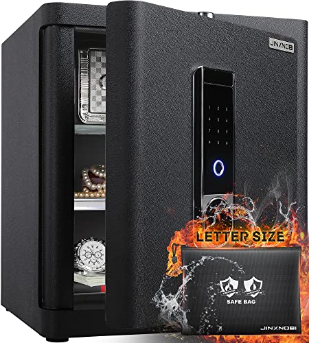 Jinxnobi Deluxe Biometric Safe With Fireproof Waterproof Safe Bag,2.25 Cubic Feet Safe Box With Fingerprint Access,Security Safe Lock Box For Home Office Hotel,66Lbs #TOP30