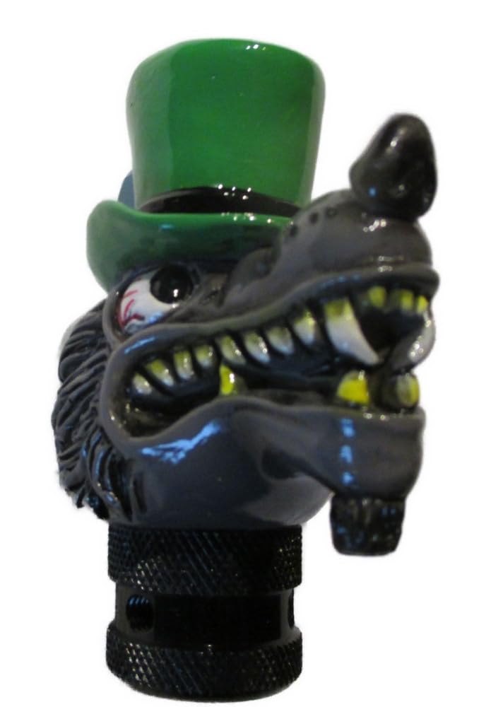 hotrodspirit - pommeau Levier de Vitesse Loup Solitaire Gris Chapeau Vert Lone Wolf