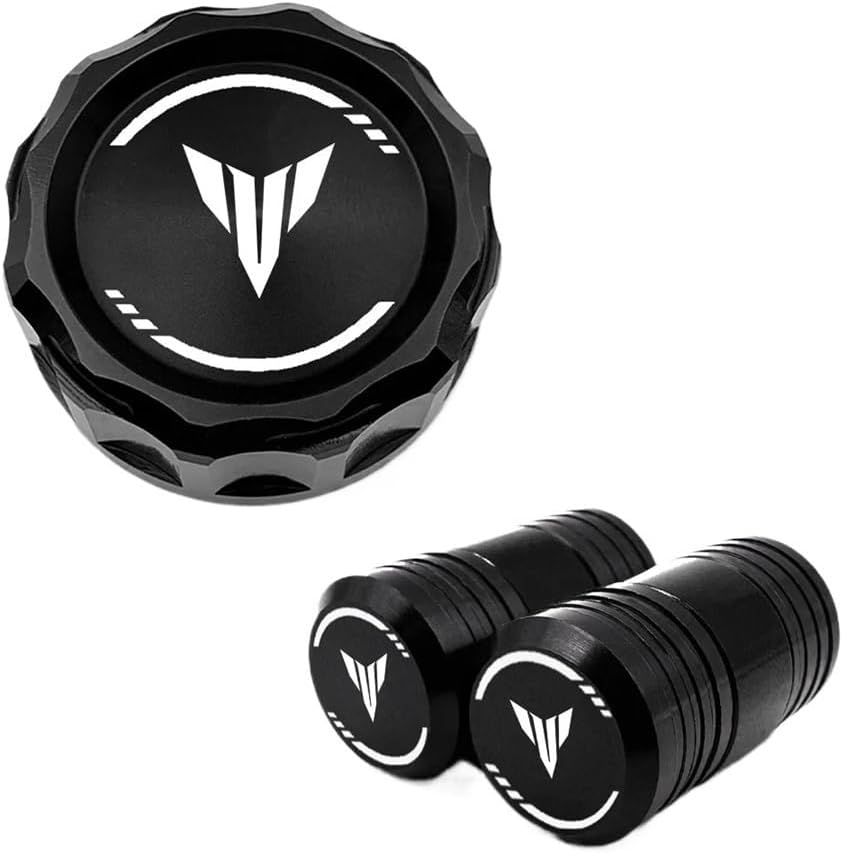 For MT07 FZ07 MT03 MT25 MT09 FZ09 MT125 Motorcycle CNC Rear Brake Fluid Reservoir Cap Cylinder Cover & Tire Valve Caps
