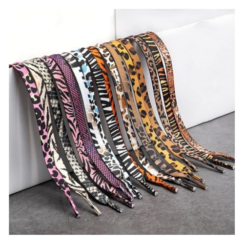 Wisafory 16 paires de lacets à motif léopard, lacets plats de rechange avec motif animalier, lacets décoratifs pour baskets, chaussures de loisirs, chaussures de randonnée, accessoires pour chaussures