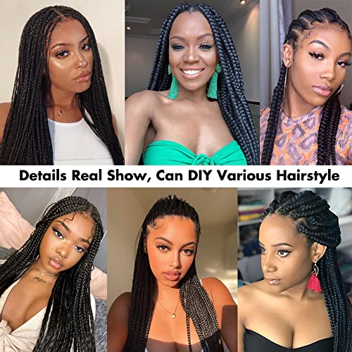 Bilisar Braided Wigs For Black Women Box Braid Wig 30” Knotless Braided Wigs For Black Women Lightweight Cornrow Braids Synthetic Lace Front Wig Natural Black Hand Braided Wigs With Baby Hair Synthetic Wig（1B） #TOP6