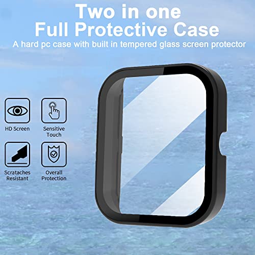 F57L Smartwatch Case, Tempered Glass Film Case Cover Compatible With Bngxr F57L, Barn Eleven F57L, Bingone,Grewas,Soputry,Bysku,Yunye,Flashstar, Aobialen,Yaobful, F57L Smartwatch (Black) #TOP3