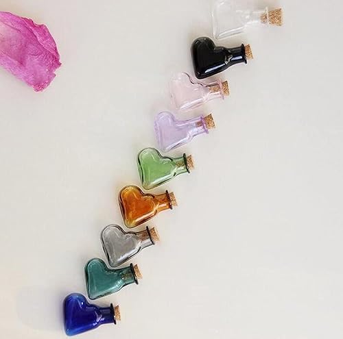 Miniatura 8 de Pequeños frascos de vidrio pequeños con tapones de corcho, botellas con corcho en forma de corazón, frascos de vidrio transparente, botellas