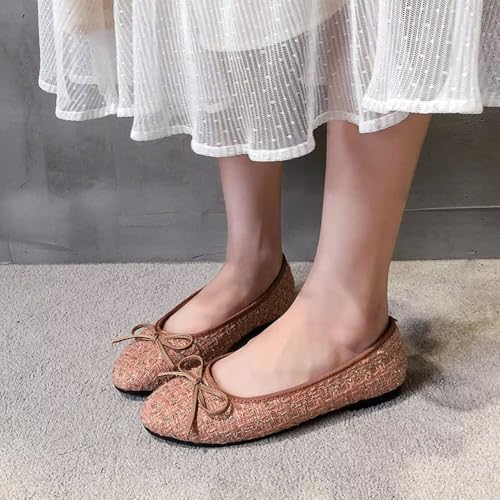 SAILING LU Women's Cute Bowknot Ballet Flats Round Toe Flat Shoes Comfortable Dress Shoes Wear to Work Slip On Memory Foam Loafers Dressy Office Shoes4