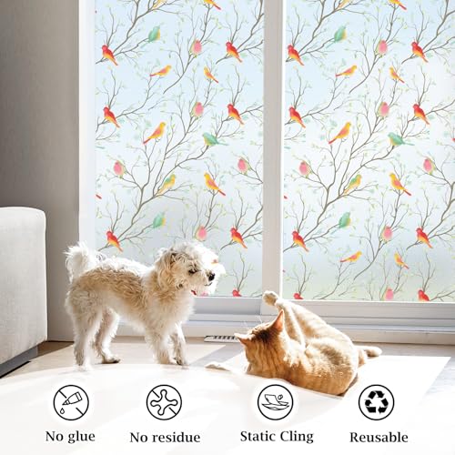 Lifetree Stained Glass Window Film Privacy Film for Glass Windows Decorative Non Adhesive Static Cling Vinly Anti UV Bird Patterned for Bathroom and Door (Frosted, 59 * 200cm) - Cosy Home Interiors Lifetree Stained Glass Window Film Privacy Film for Glass Windows Decorative Non Adhesive Static Cling Vinly Anti UV Bird Patterned for Bathroom and Door (Frosted, 59 * 200cm) - Image 7