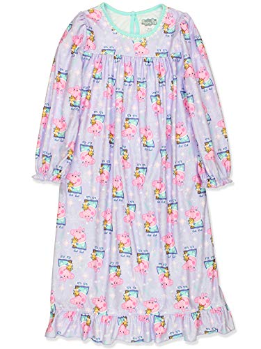 Peppa Pig Toddler Girls Flannel Granny Gown Nightgown (3T, Peppa Blue Pink)