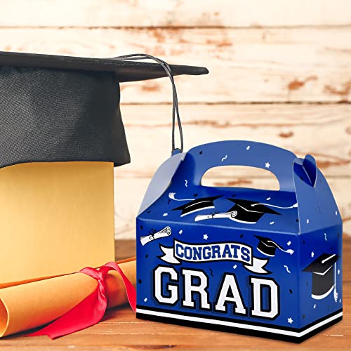 Graduation Treat Boxes 24 Pieces Graduation Gifts Boxes,Candy Gable Boxes,Goodies Boxes,Cardboard Present Boxes With Handles For 2023 Graduation Decorations,Blue Graduation Party Supplies #TOP22