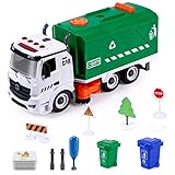 SameTech Friction Garbage Street Sweeper Trucks Toy with Light, Sound and Can, DIY Assembly Waste Recycling Vehicle Toy for Kids