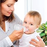 Nuanchu 2 Pieces Baby Food Feeder Silicone Squeeze Feeding Spoon Baby Food Dispensing Spoon Suction Cup Design Feeder (Pink)