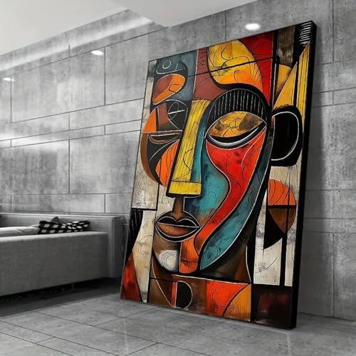 Toile art abstrait africain de grande taille : peinture murale haut de gamme 80x140