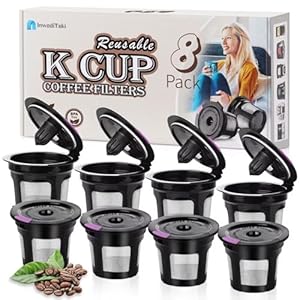 Reusable K Cups for K-eurig, 8 Pack K Cup Reusable Coffee Pods, Universal Reusable K Cup for K-eurig 1.0 and 2.0, Refillable K Cup Coffe Pods BPA Free