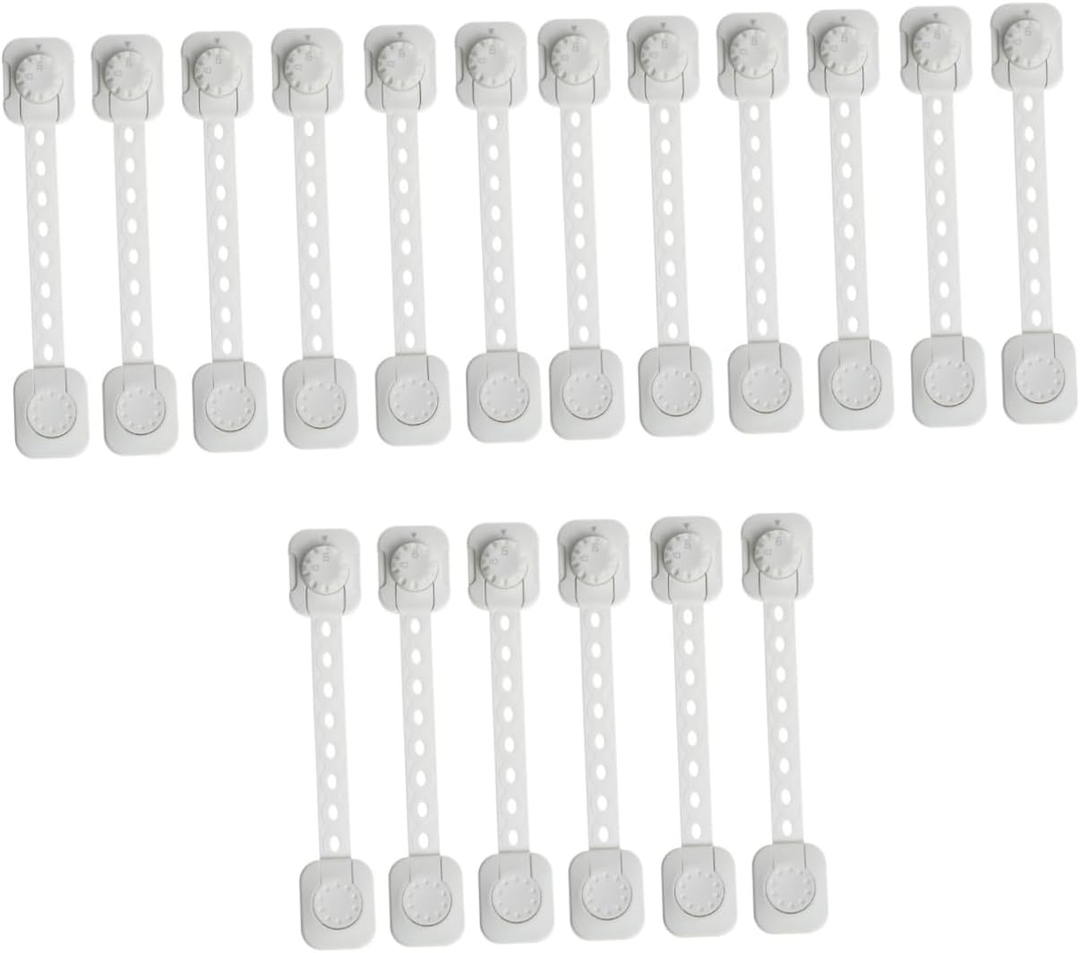 FAVOMOTO 18pcs Adjustable Boy Girl Cabinet Locks Multipurpose Safety Belt for Cupboards Refrigerators and More Easy to Install Flexible and White