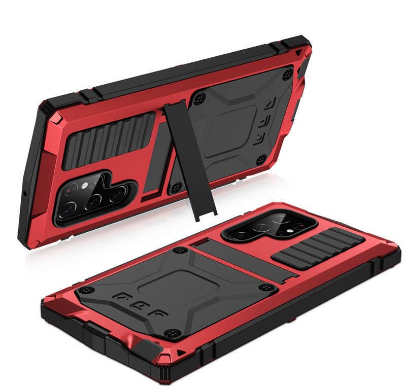 Coque Samsung S21 Ultra antichoc en silicone rigide rouge de protection intégrale