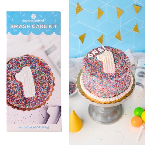 Sweets Indeed Birthday Smash Cake Kit Frosting Sprinkes Cookie Cutter Perfect for baking and cookie decoarting 6.63 ounces