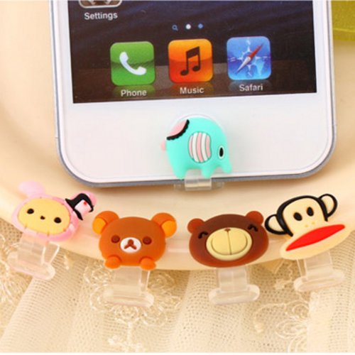 cyber monday deals 2014 Backgarden" Home Cute Animal Data Jack Anti Dust Plug + Home Button Sticker for Iphone 5 Apple 5C / ipad4 / ipad Mini (5 Stickers in 1)