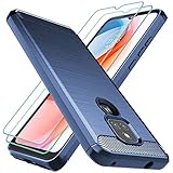Osophter for Moto G Play 2021 Case with 2pcs Screen Protector Shock-Absorption Flexible TPU Rubber Protective Cell Phone Cover for Motorola G Play 2021(Navy Blue)