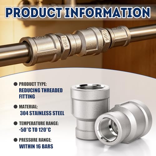 Conector reductor de tuberías Bwintech hembra 1/4 a 1/2 BSP en acero inoxidable 304 5
