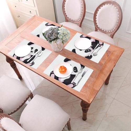 Sets de table lavables panda pour repas de famille sans taches et décoration de cuisine joyeuse - 7