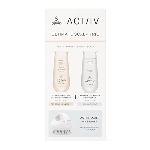 ACTIIV Ultimate Scalp Trio  Alivia el cuero cabelludo seco y con picazón, reduce las escamas, fortalece e hidrata el cabello, incluye champú para la