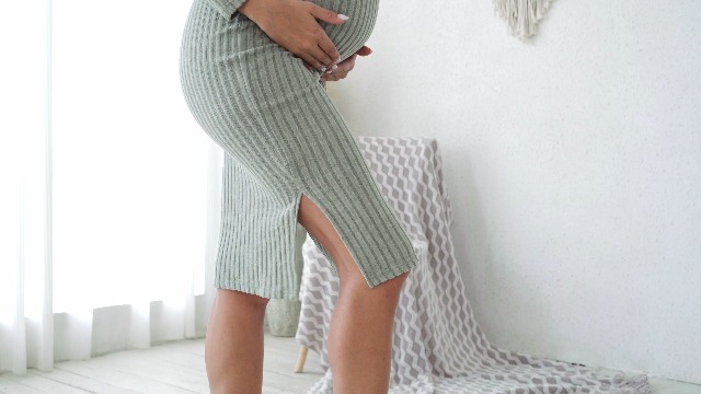 slim fit dress slacks Crew Neck Maternity Sweater Dress w/ Pockets Black / X-Large main image 1