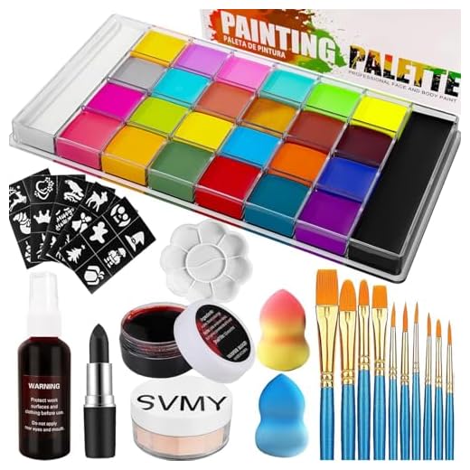 AOLIKOKO 26 Colors Face & Body Paint Palette Kit ,Halloween Makeup Kit, face painting kit professional, Ideal for Halloween Cosplay Party SFX Arty Stage Makeup(26-Colors Set)