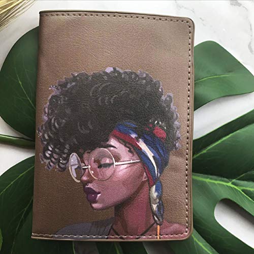Snogisa African American Women Passport Holder Luggage Tag Set, Travel Wallet Accessories For Women Men (Brown) #TOP3