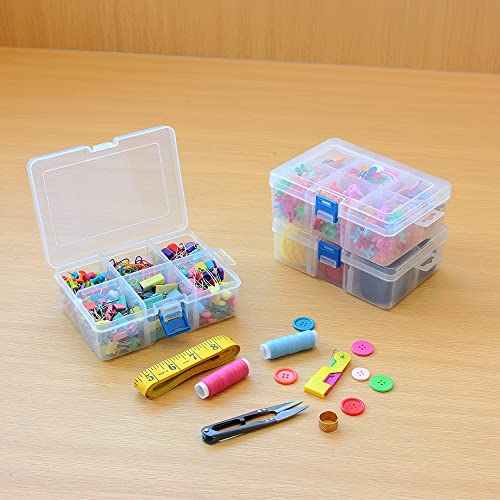 Bangqiao 3 Pack Plastic Removable Divider Box And Storage Case For Small Parts, Hardware And Craft, 6 Grids, Clear #TOP3