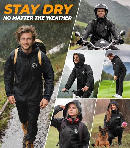 Foxelli Waterproof Rain Suit – Durable Breathable Lightweight Rainwear for Men & Women Perfect for Motorcycle Golf Fishing - Image 3