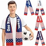 4PCS 2026 USA Soccer Fan Scarves Soccer Fan Game Day Wear U.S. Men's Team Match Up Scarf Double-Sided USA National Football Fans Scarf for World Game Day Gifts Sport Football Party Supplies 55' x 5.9'