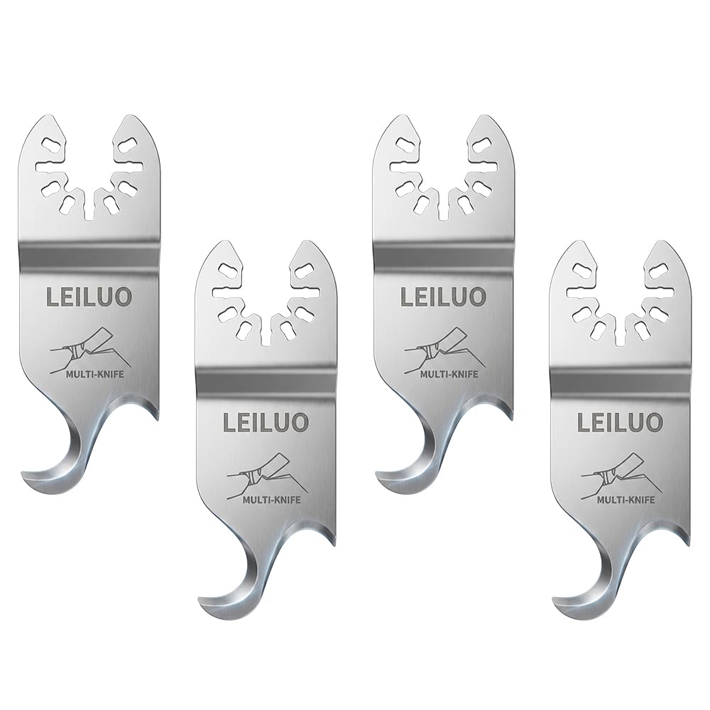 LEILUO 4Pcs Oscillating Tool Hook Blade, Multi Tool Hook Knife Blade Set