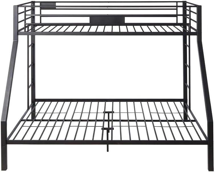 HomeStock Gothic Glamour Metal Twin XL Bunk Bed - Black Bed Frame with Ladders & Guardrails