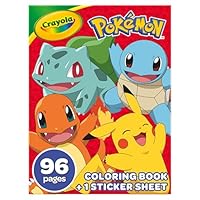 CRAYOLA Pokémon 96 Page Colouring Book | 96 Pages of Pokémon Colouring Fun with Pikachu & Friends! | Includes Bumper Sticker Sheet for Ages 3+