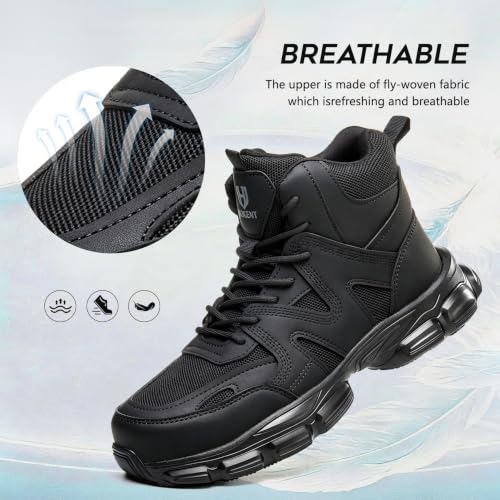 Image of Hogent Steel Toe Shoes for Women Men Wide Non Slip Composite Work Sneakers Indestructible Comfortable Safety Tennis Shoes Lightweight Breathable Construction Sneakers Puncture Proof Ergonomic Design