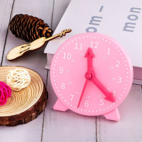 camelize Uhr Lernen,Kinder Lernspiel Uhr,Zeitunterrichts- und Demonstrationsuhrmodell, Lernressourcen für Kinder in der frühen Bildung, 4 Zoll 12/24 Stunden ab 4 Jahren(Rosa)