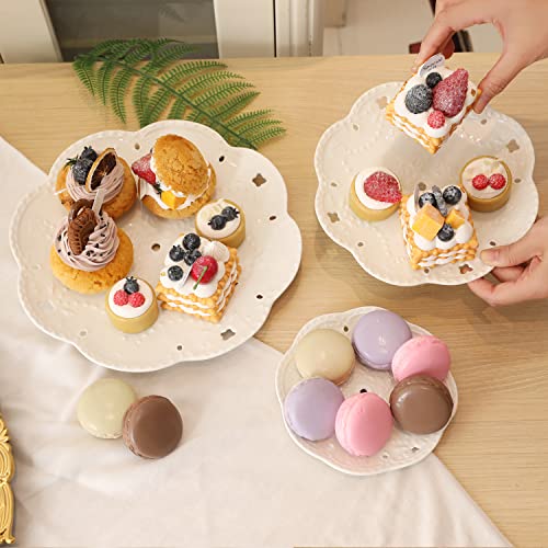 Shellkingdom 3 Tier Ceramic Cupcake Stands, Serving Tray With Embossed Patterns Cupcake Dessert Candy Fruit Display Holder For Wedding, Christmas, Baby Shower Birthday Tea Party (Pure White) #TOP2